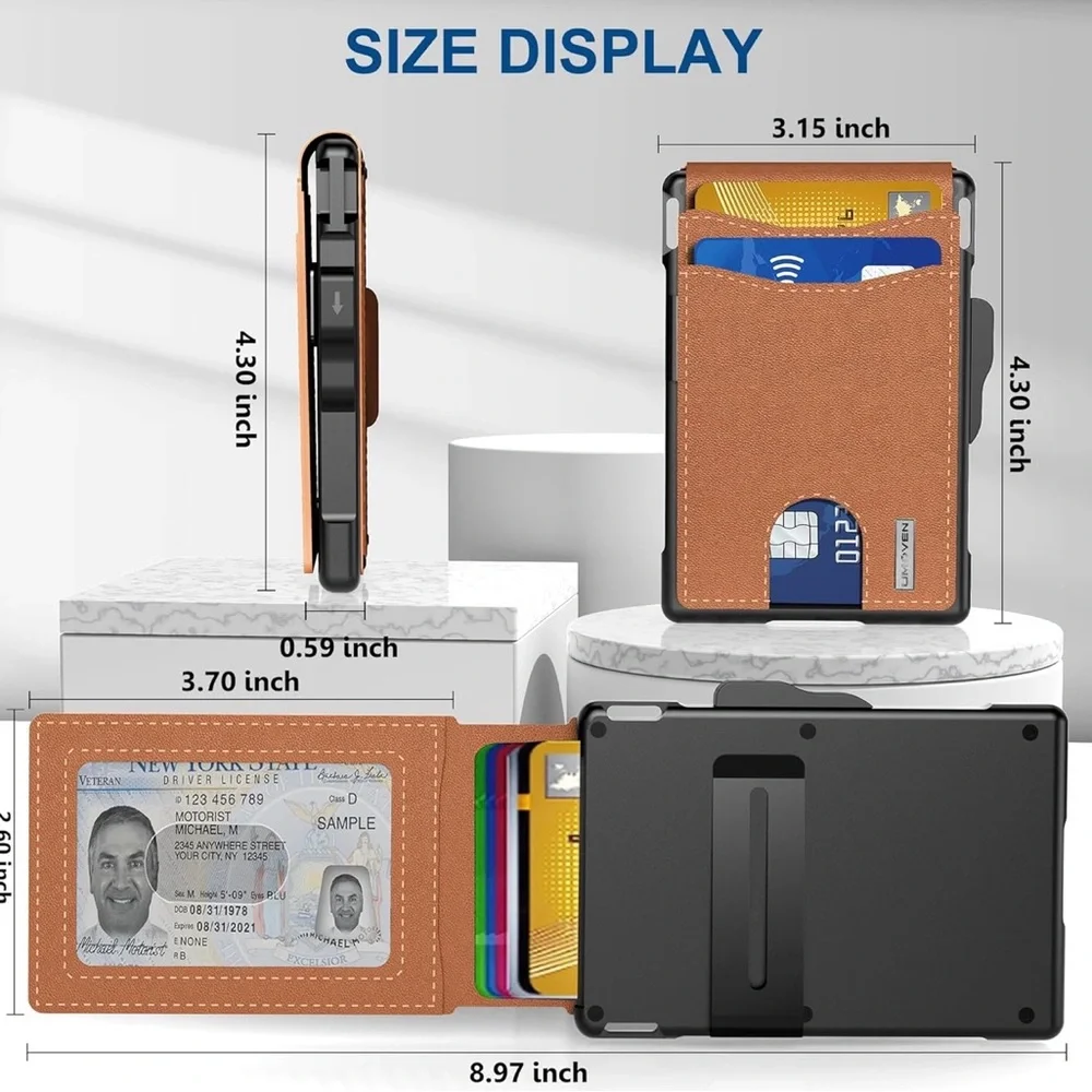 umoven AirTag Wallet for Men - with Pop Up Aluminum Case